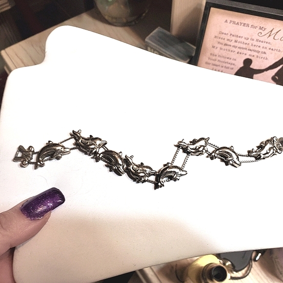 VINTAGE SWIMMING DOLPHINS 🐬 BRACELET 925 Sterling Silver